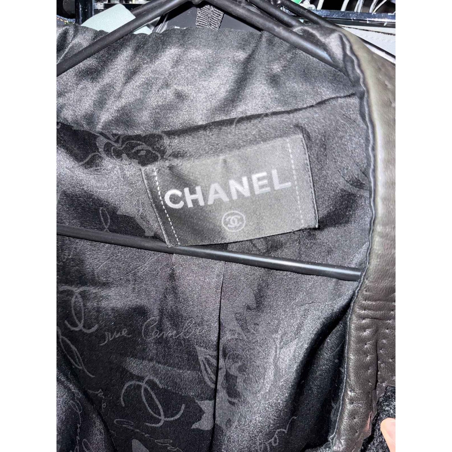 Chanel Black Straight Silver Hardware Coat Sz.XL Pre-owned