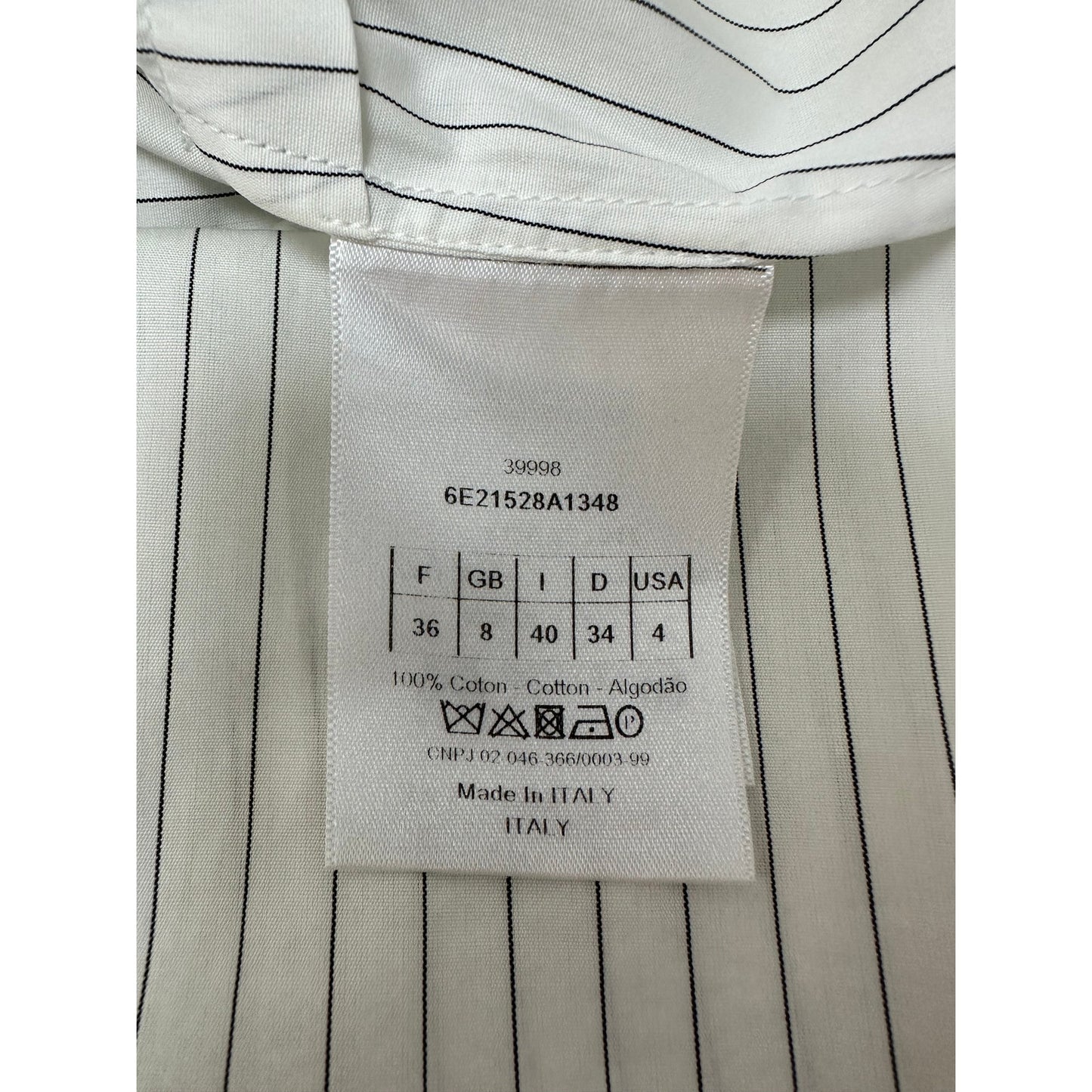 Christian Dior Striped Voluminous Sleeves Shirt Sz.36 Pre-owned