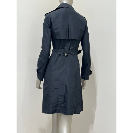 Vintage Versace Black Medusa Trench Coat Sz.40 Pre-owned