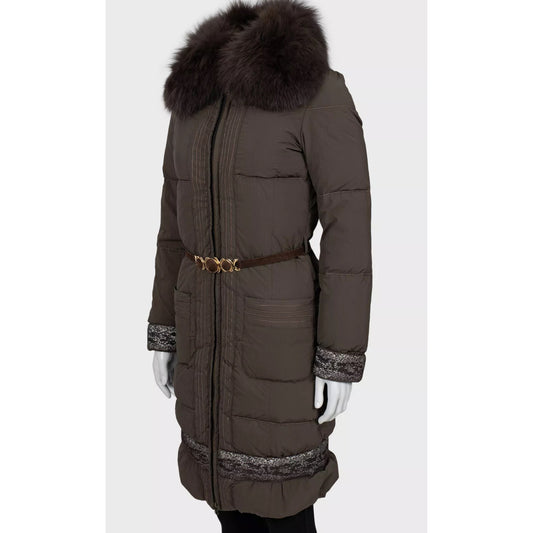 Roberto Cavalli Class Brown  Detachable Fur Down Coat Sz.36 pre-owned