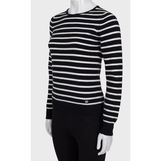 Chanel Striped Short-Pile Knit Sweater - Size S pre-owned