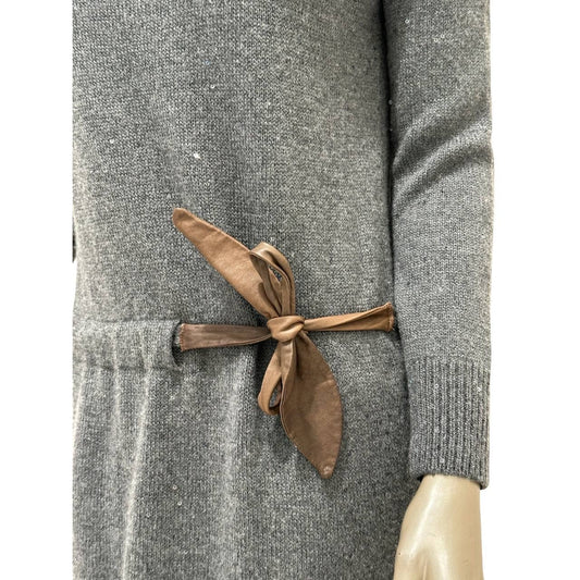 Brunello Cucinelli Elegant Wool Leather Belt Dress Sz.XS/S pre-owned