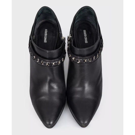 Roberto Cavalli Black Leather Ankle Boots sz.40 pre-owned
