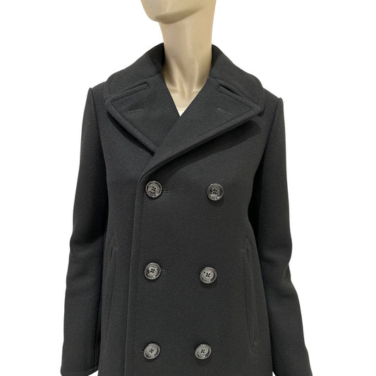 Celine Black Double-Breasted Wool Coat, Size 38 Pre-owned