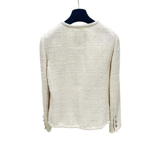 Chanel Camellia Cream Tweed Jacket Sz.38 pre-owned