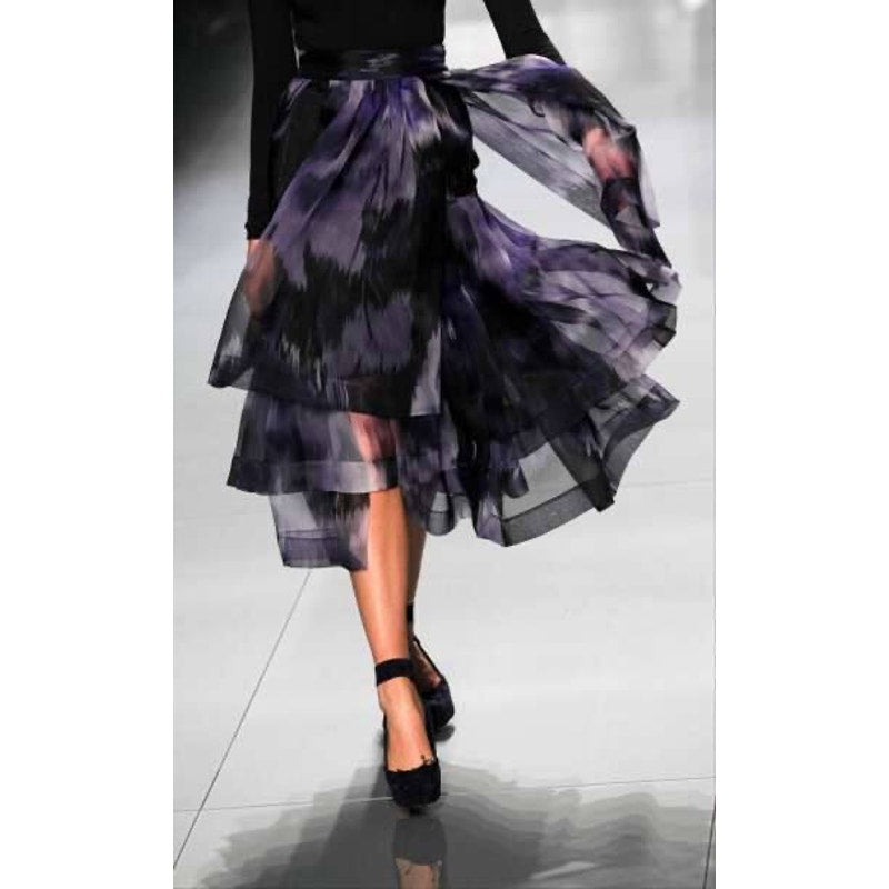 Christian Dior 2005 Silk Chiffon Tiered Skirt Sz.38 Pre-owned