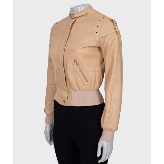 Dolce & Gabbana Beige Leather Jacket - Size XS (IT38) Pre-=owned