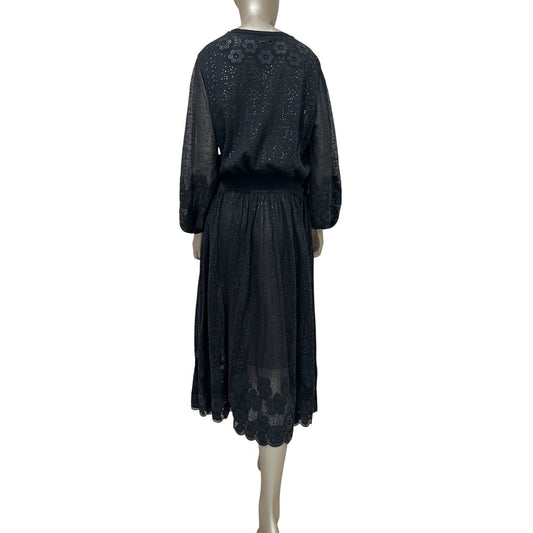Chanel Fall 2018 Lace & Silk Blend Sheer Midi Dress Sz.46 Pre-owned