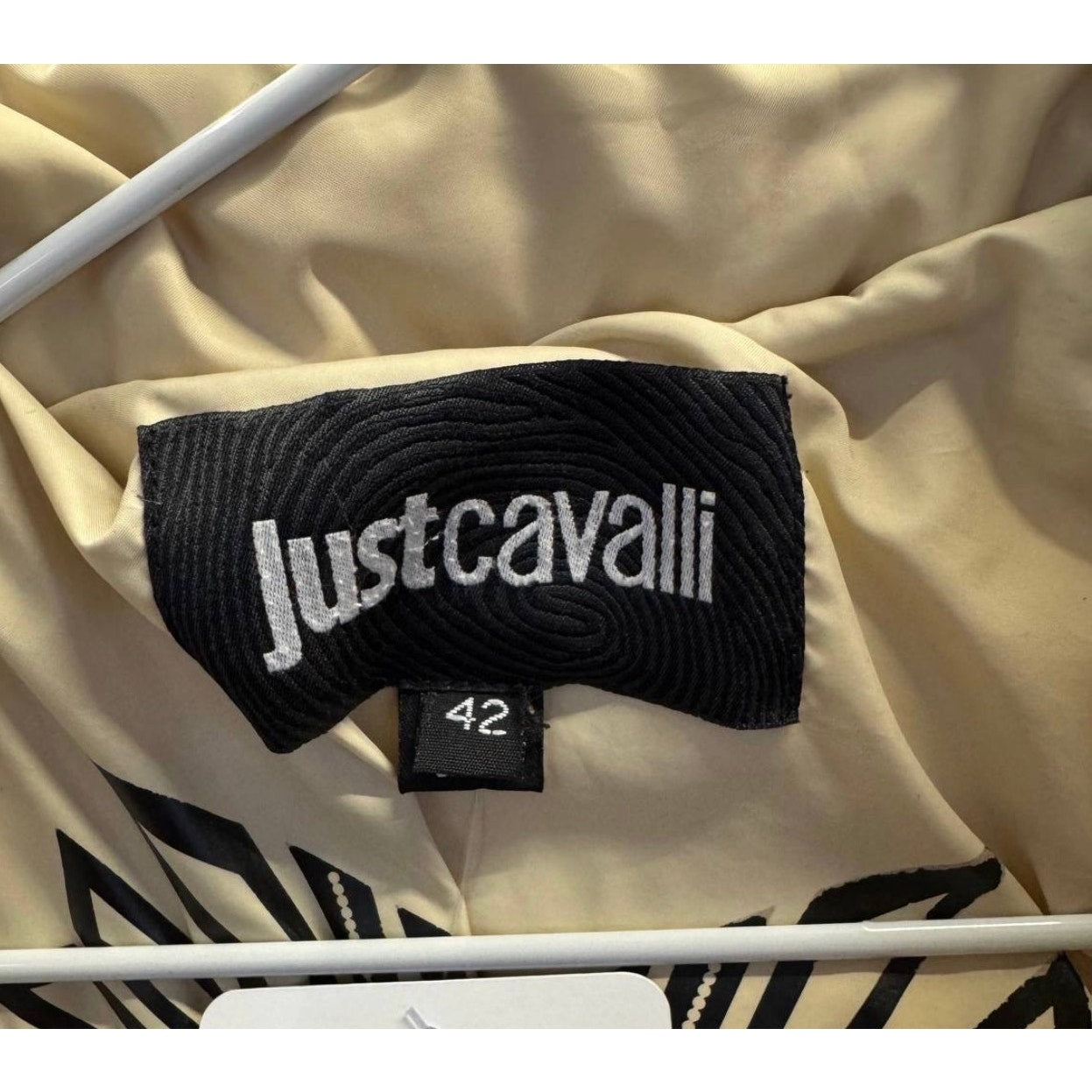 Just Cavalli White Down Coat Faux Raccoon Fur - Size 42/M Pre-owned