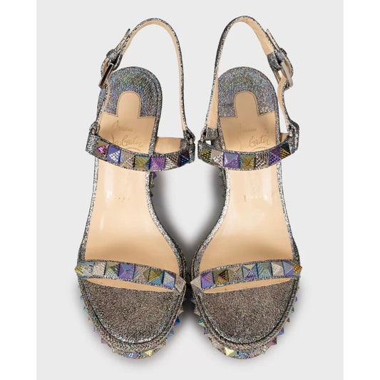 Christian Louboutin Pyraclou 110 Leather Open-Toe Sandals Sz.39 Pre-owned