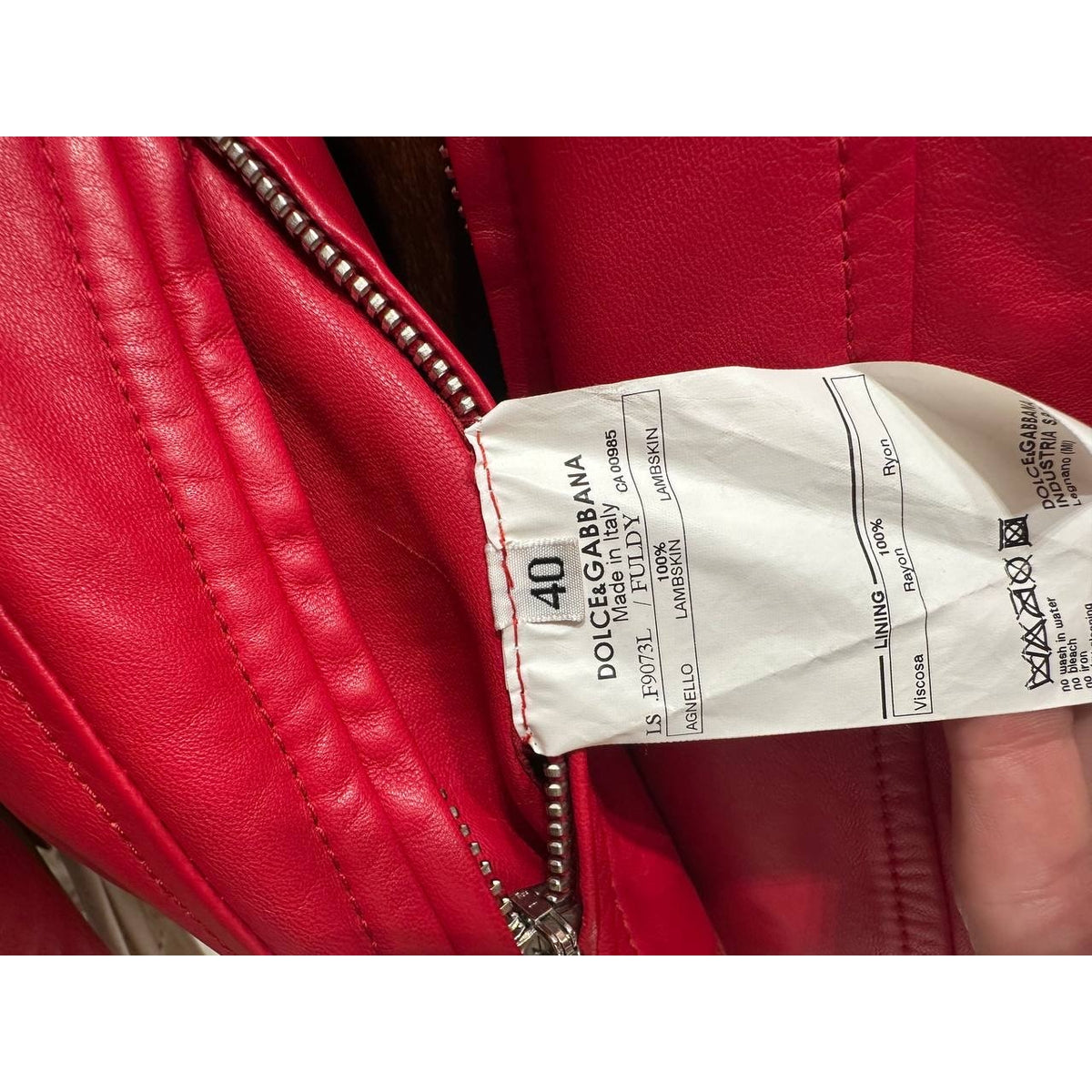 Dolce & Gabbana Red Lambskin Bomber Jacket, IT 40 Pre-owned
