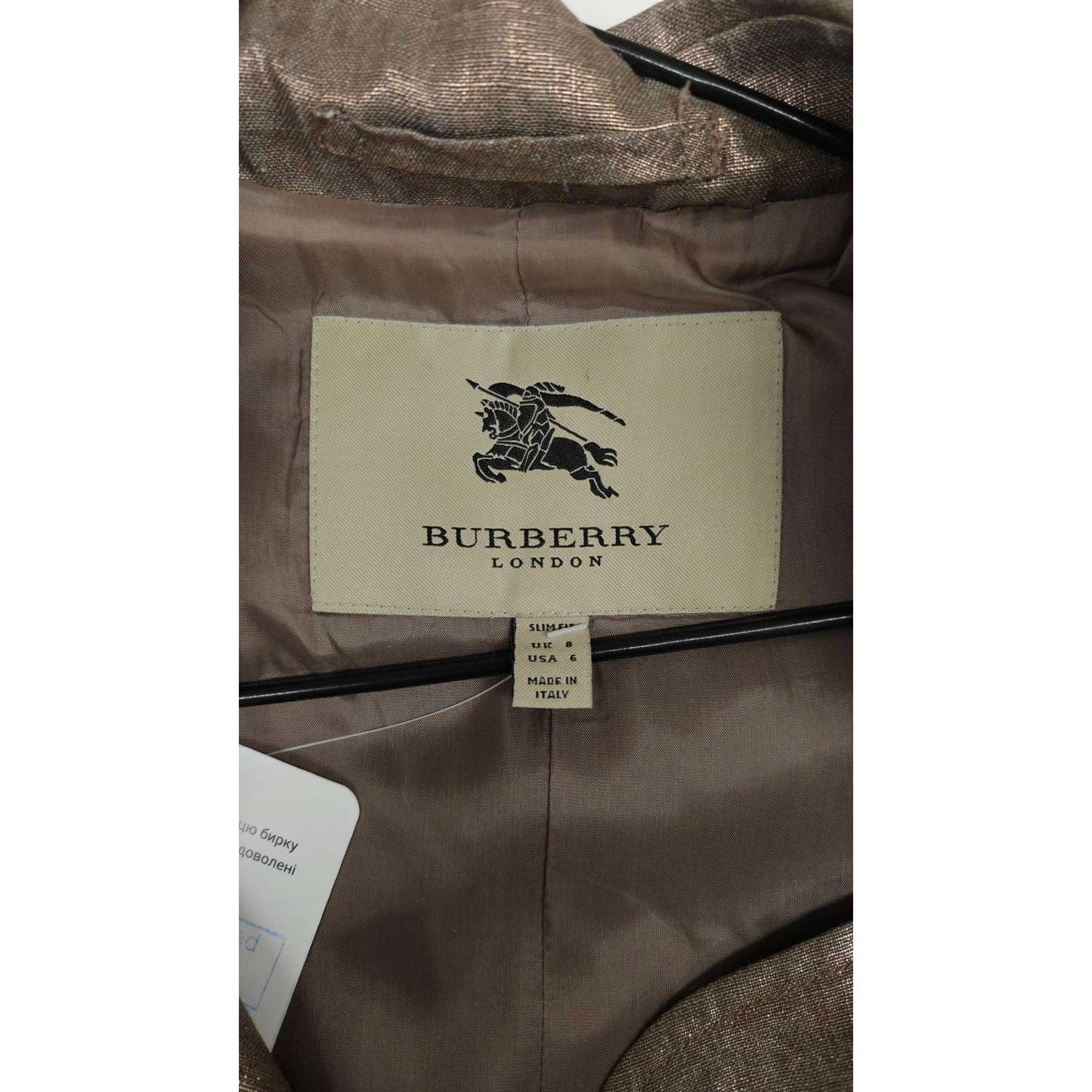 Burberry Gold Linen Fitted Trench Coat - UK8 (S) Pre-owned