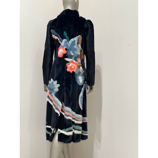FendiCoat with Multicolor Floral Intarsia Sz.42 Pre-owned