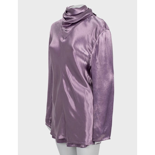 Bottega Veneta Purple Cupro Shorts & Blouse Set IT42 Pre-owned