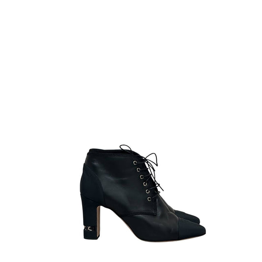CHANEL Black Leather Chain Ankle Boots – EU 41 Pre-owned