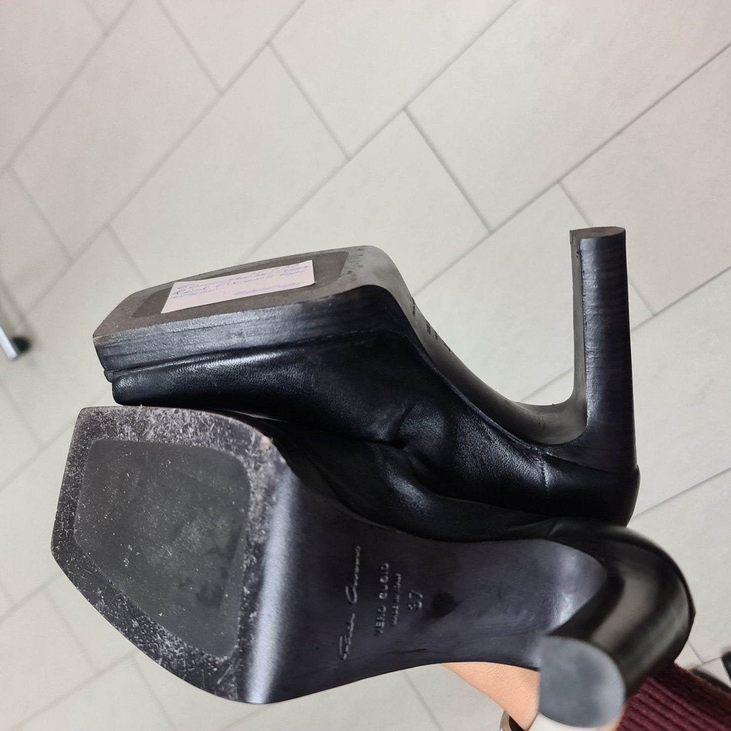 RICK OWENS Gathered Stretch-Leather Ankle Boots - Size 37 pre-owned