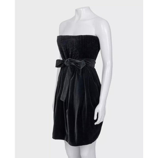 Saint Laurent Black Velvet Sleeveless Fitted Dress 38/M pre-owned