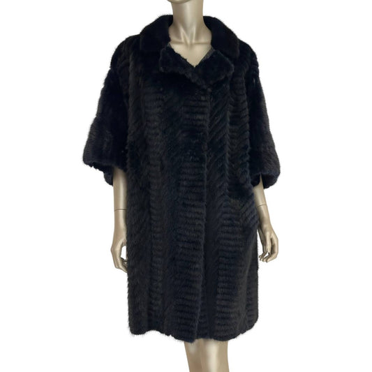 Fendi Mink Fur Coat with Belt - Deep Navy, Size S-M Pre-owned