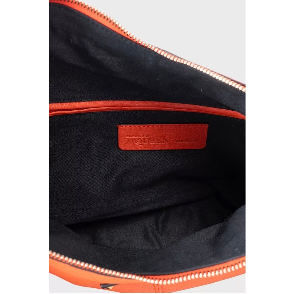 Alexander McQueen Orange Manta Leather Clutch pre-owned