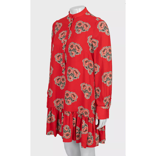 Alexander McQueen Red Poppy Print Silk Mini Dress Sz.40 IT Pre-owned