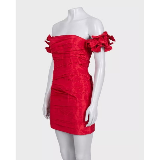Valentino Red Silk Corset Bodycon Dress - Elegant US 6 S Pre-owned