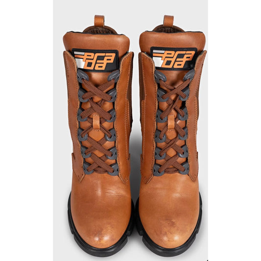 Prada Brown Leather Lace-Up Ankle Boots - EU 37 Pre-owned