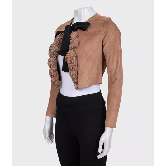 Saint Laurent Brown Suede Cropped Jacket - EU 38/M Pre-owned