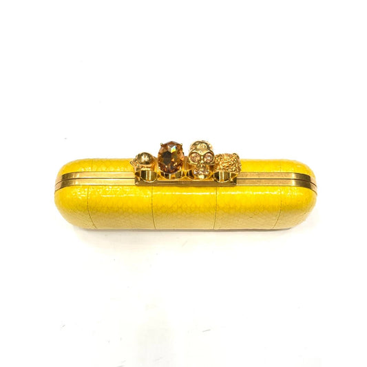 Alexander McQueen Yellow Lambskin Skull Clutch pre-owned