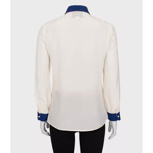 Gucci White Embroidered Straight Blouse - Size M Pre-owned