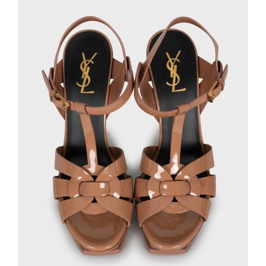 Saint Laurent Tribute Brown Leather Sandals Size 40 pre-owned