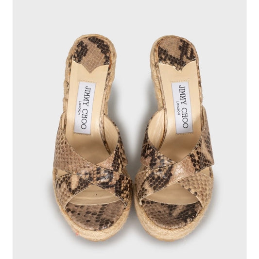 Jimmy Choo Animal Print Leather Wedge Sandals Sz.36 Pre-owned