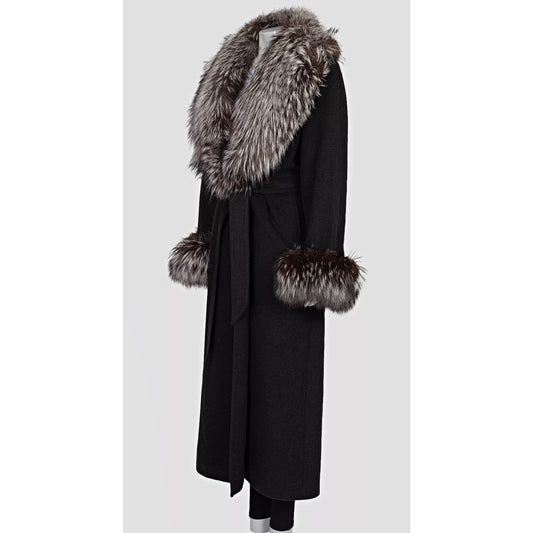 Zilli Grey Coat with Detachable faux Fur Trim - Size L Pre-owned