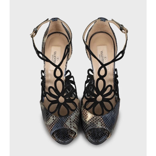 Valentino Snakeskin Print Lambskin Leather Stiletto Heels - Size 37