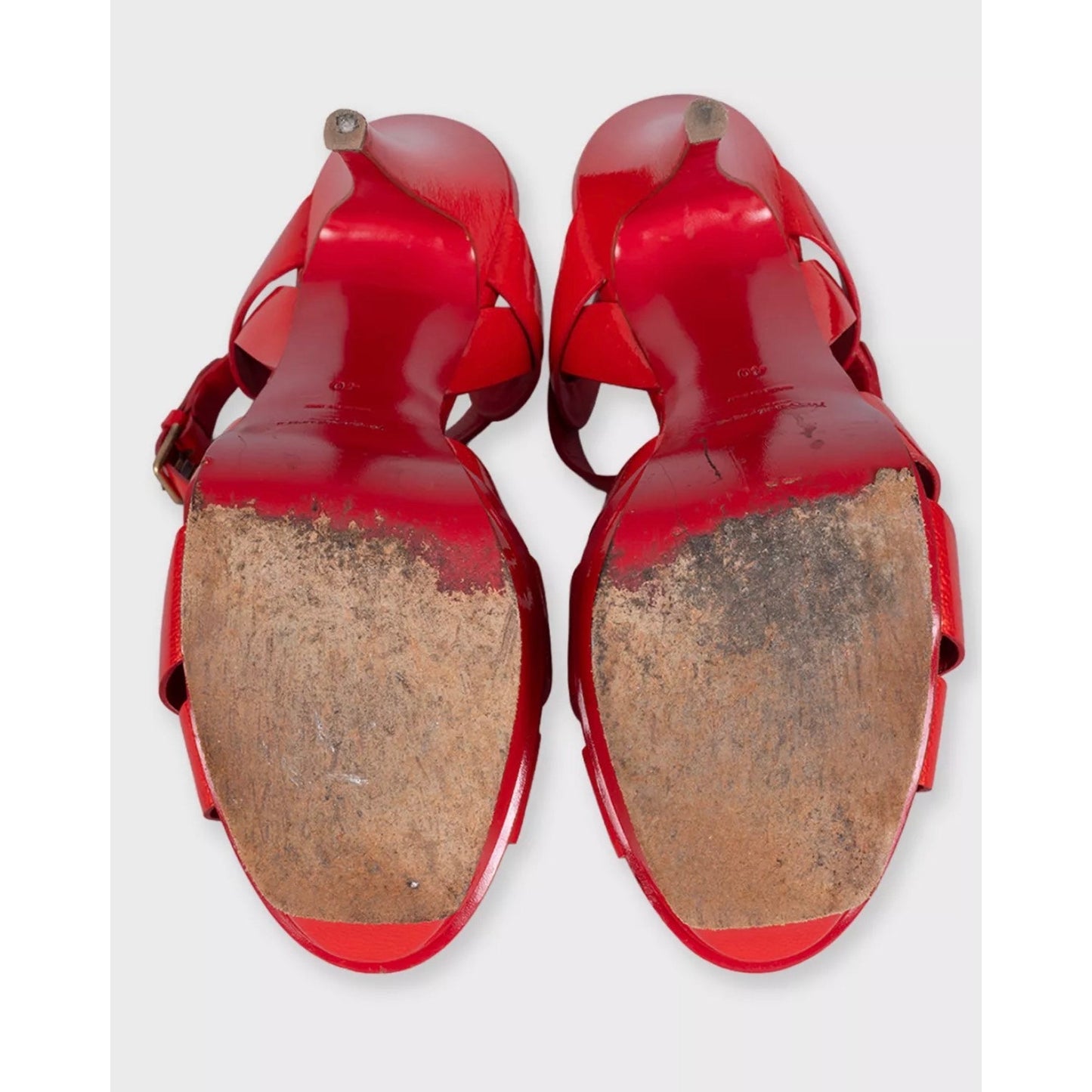 Saint Laurent Red Leather Tribute Sandals - Size 40 pre-owned
