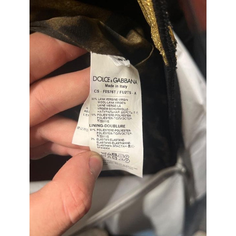 Dolce & Gabbana Black Virgin Wool Fitted Long Coat Pre-owned