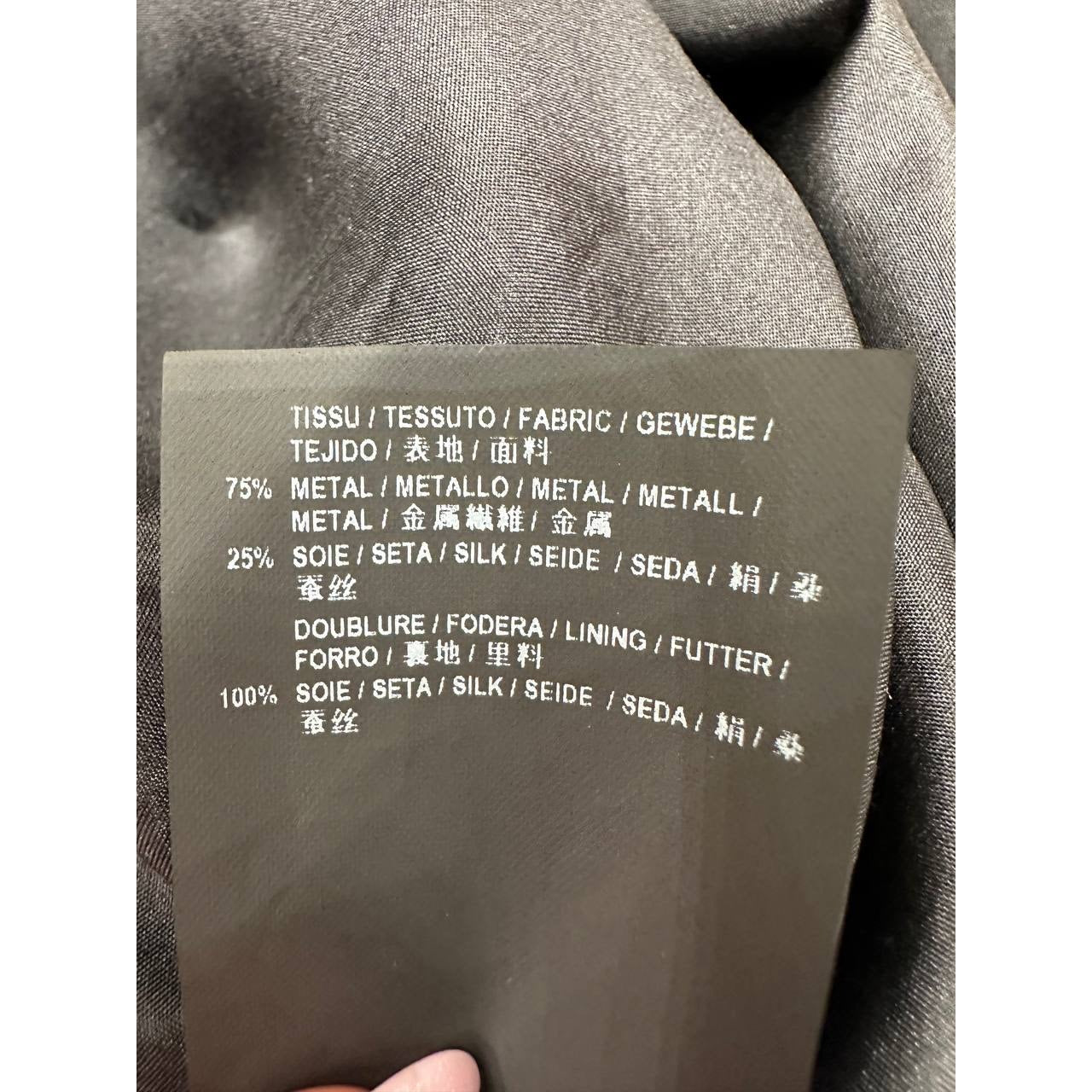 Saint Laurent Metallic Printed Midi Dress - Size 38 pre-owned