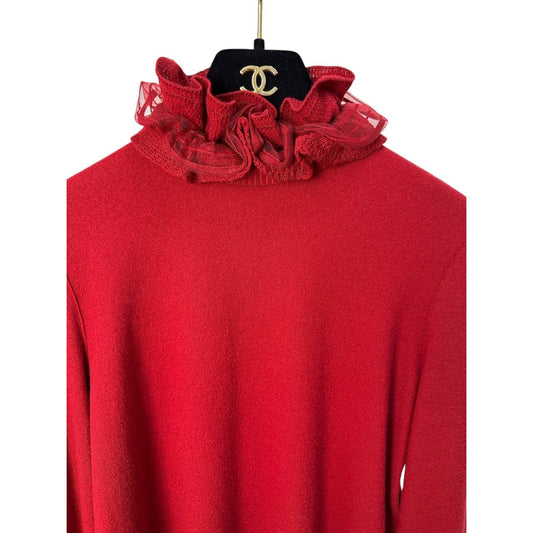 Chanel Dark Red Cashmere CC Logo Turtleneck Sweater S-M Pre-owned