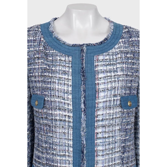Pierre Balmain Hook-Front Cardigan - Blue, Size 40/L Pre-owned