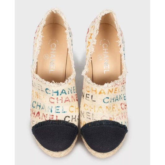 Chanel Multicolor Textile Logo Print Ankle Boots - Size 40 Pre-owned