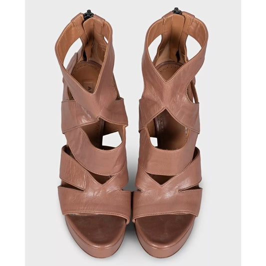 Alaïa Brown Leather Zip-Up Stiletto Sandals - EU 37.5 Pre-owned