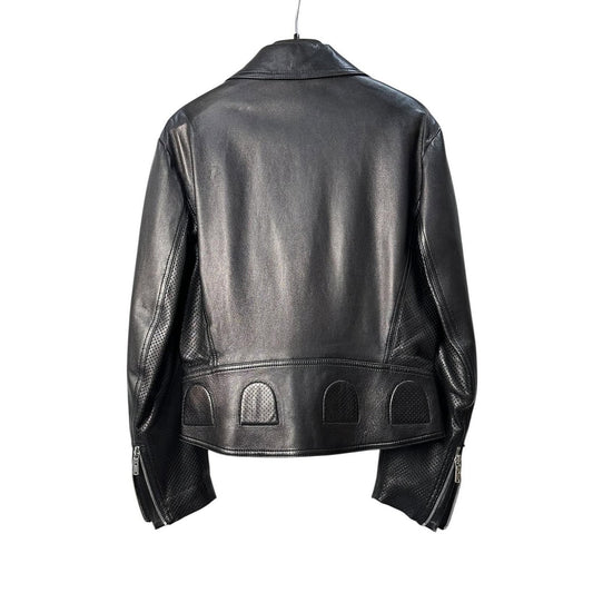 Yves Saint Laurent Black Leather Biker Jacket - Size 38 Pre-owned