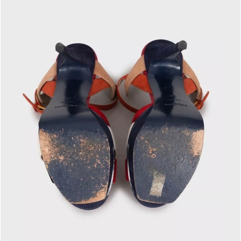 Saint Laurent Two-Tone Suede Sandals - Size 38 pre-owned