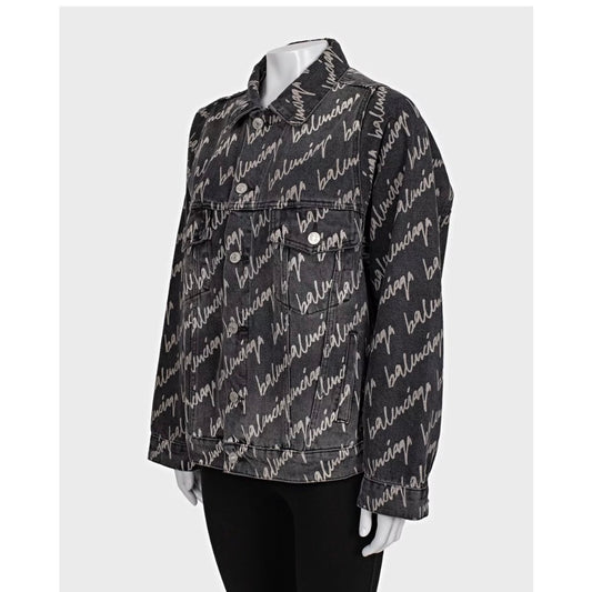 NWOT Balenciaga Black Oversized Denim Jacket IT38/XXS pre-owned