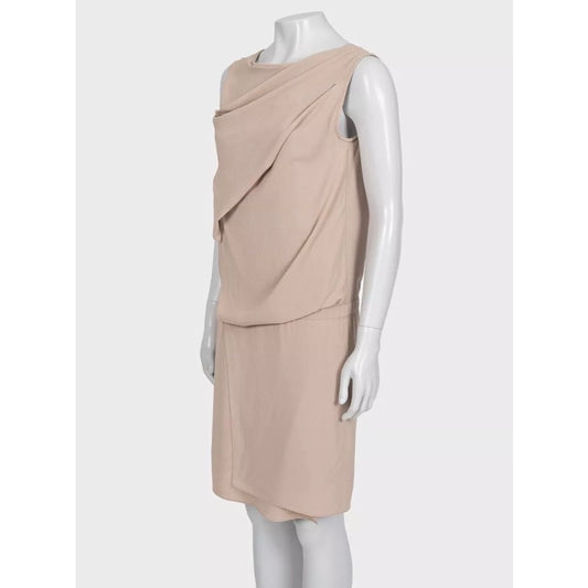 Brunello Cucinelli Brown Silk Draped Sleeveless Dress M Pre-owned