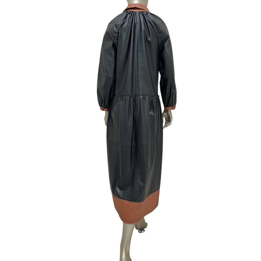 Chic Stand Studio Gilda Two-Tone Leather Dress Sz 36 Pre-owned