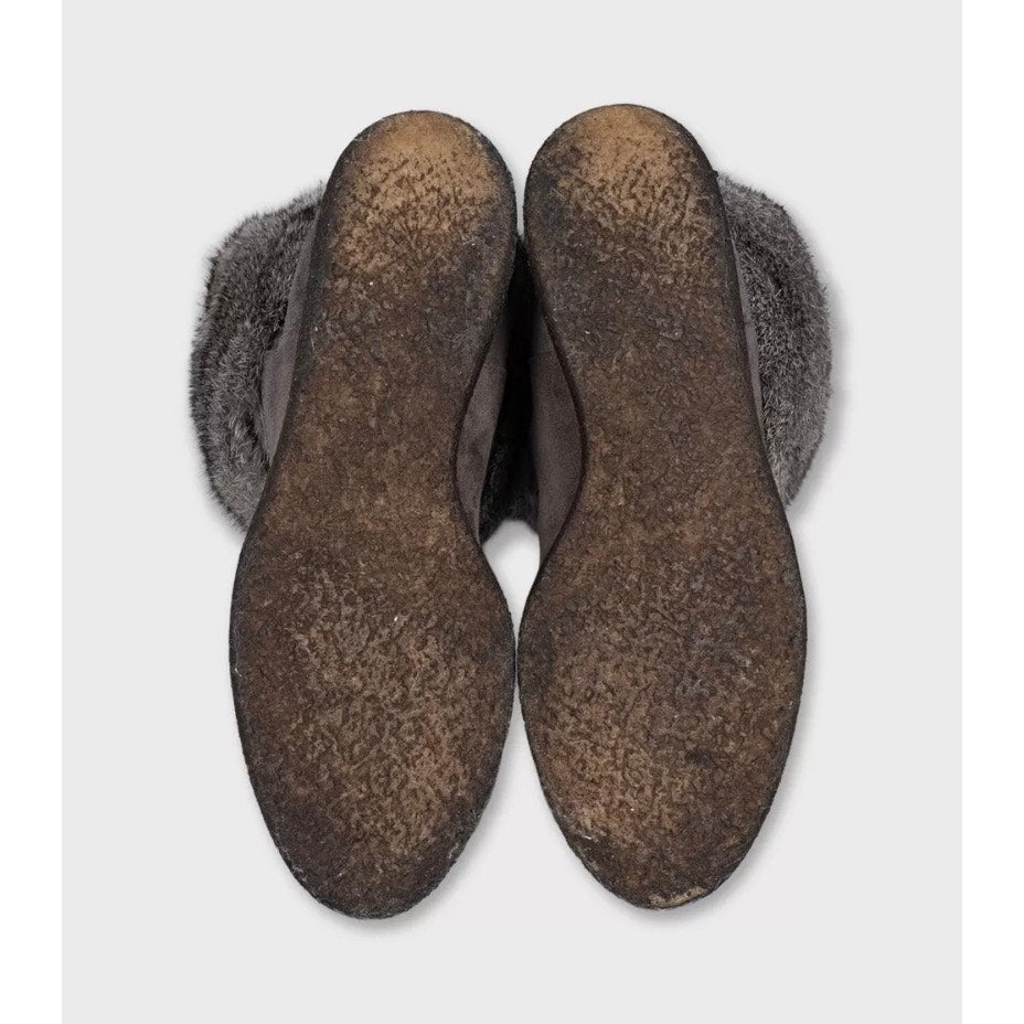 Christian Dior Gray Suede & Fur Boots - EU 37.5 Pre-owned