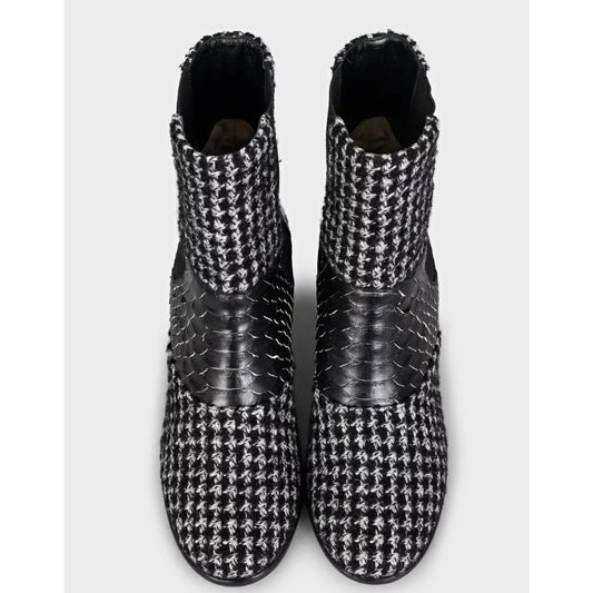 Chanel Tweed Ankle Boots, Size 38.5 Pre-owned