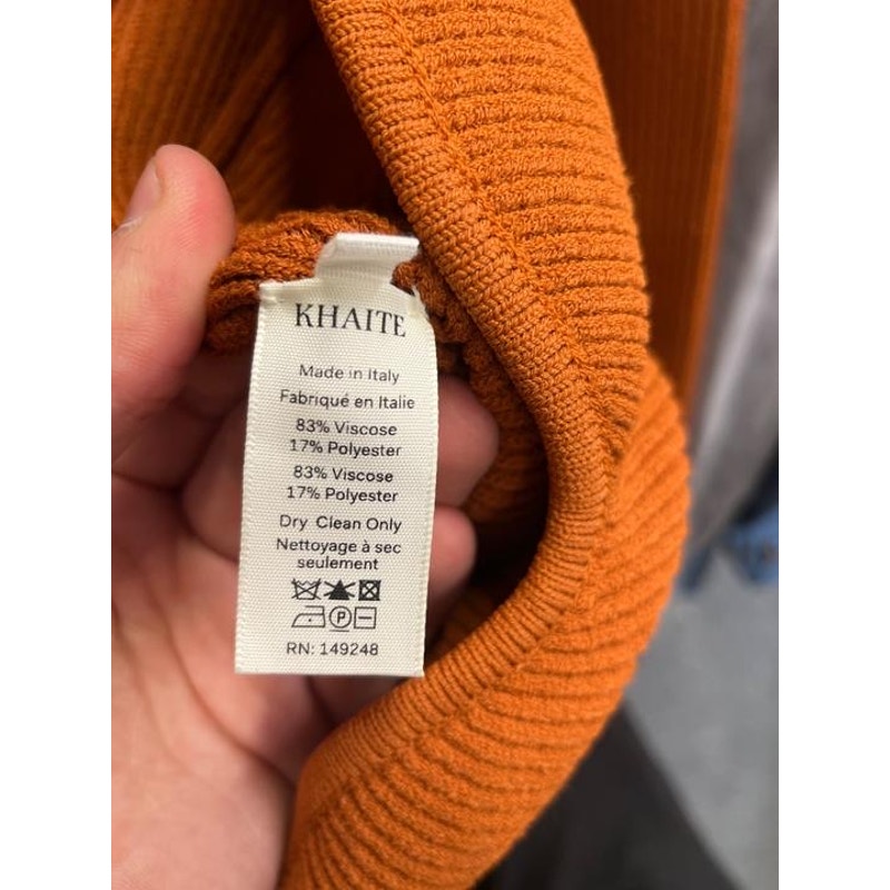 NWT KHAITE Orange Ribbed Long Sleeve Top - Size S Pre-owned