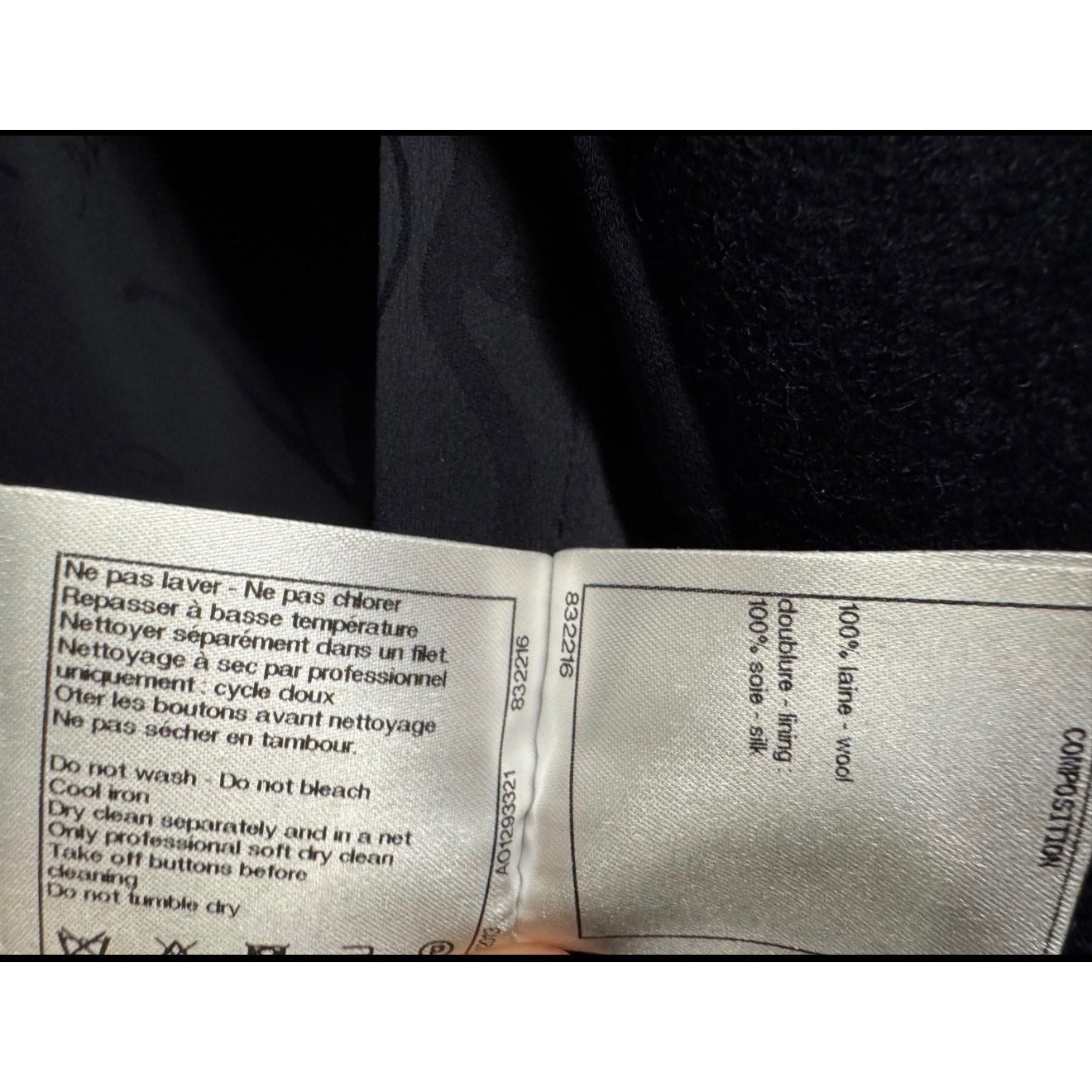 Chanel Black Wool Double-Breasted Coat Size FR34 / XS Pre-owned