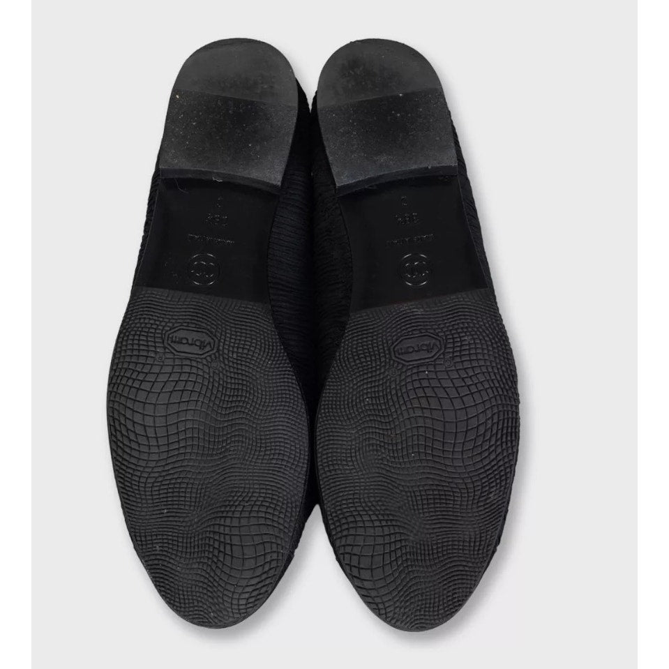 Chanel Black Textile Ballerina Flats with Bows, Size 38.5 Pre-owned